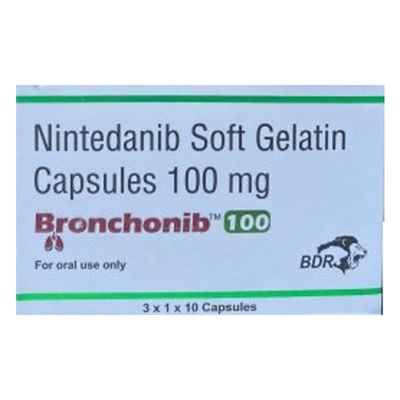 30 ক্যাপসুল Nintedani Bronchonib 100mg নিউ পিল ফর ফুসফুসের ক্যান্সার