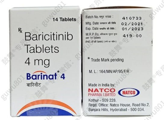 NatcoBaricitinib -Barinat4mg*14 ট্যাবলেট/ বোতল (বক্স) রিউম্যাটোইড আর্থ্রাইটিস (আরএ), (এএস), পিসোরিয়াসিস, এটোপিক ডার্মাটাইটিস, সিস্টেমিক লুপাস এরিথেমাটোসাস, (ইউসি), আলোপেসিয়া এরিয়াটা